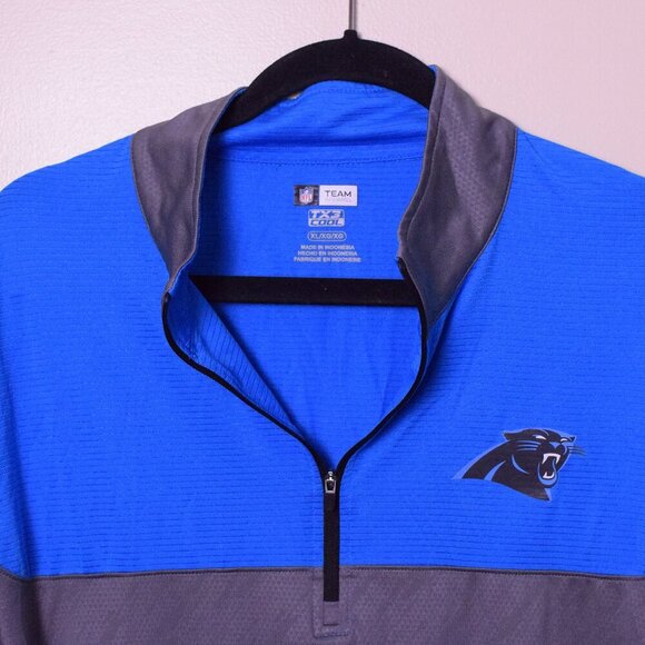 Men's NFL Team Apparel Carolina Panthers Half Zip Long Sleeve Shirt - Size XL - Picture 2 of 4